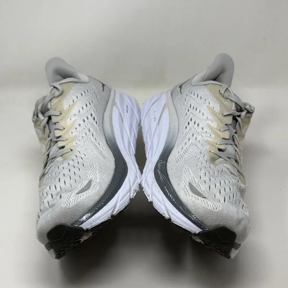 Hoka One One Clifton 8 Shoes Mens 15 2E Wide Lunar Gray Mesh Running Sneakers